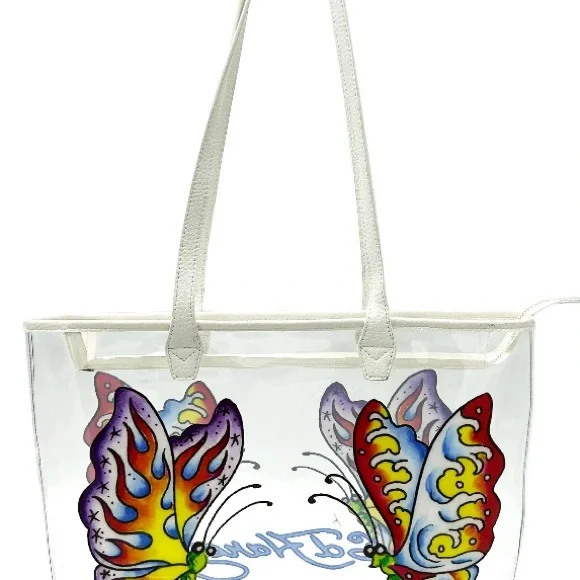 PVC tote bag w ED Hardy Butterfly graphic.  Absolutely beautiful! - Picture 2 of 3